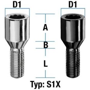 Hjulbolt - Stjerne - Kon 60° - M14X1,25 - Type S1X (S1V/S1W)